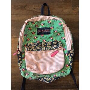 jansport backpack green pink Superbreak A side water bottle pocket JanSport Cross Town Plus Large
